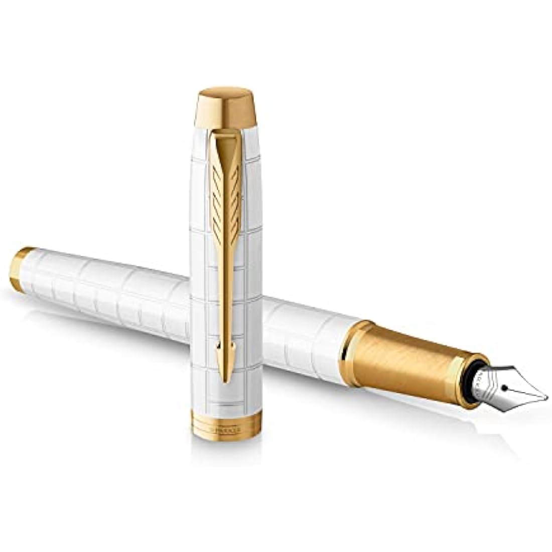Parker IM Fountain Pen | Premium Pearl Lacquer with Gold Trim | Fine Point with Blue Ink Cartridge | Gift Box