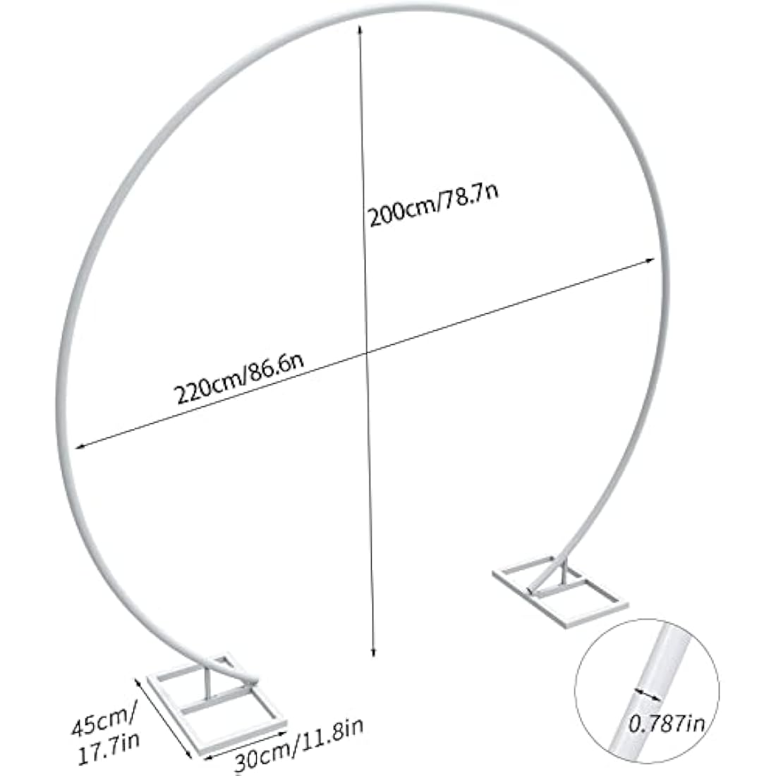 Large Garden Wedding Arch Round: 220x200cm Heavy Duty White Metal Circle Balloon Flower Stand Wedding Archway Arbors Photo Background Decoration for Birthday Party Christmas Events
