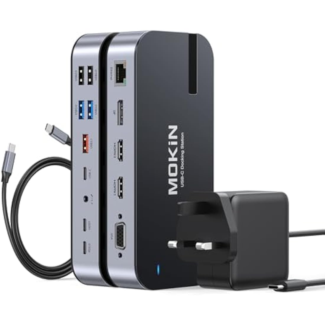 USB C Docking Station Dual Monitor with 65W Power Adapter 16 in 1 Laptop Docking Station Quad Monitor USB C Dock with Dual HDMI DisplayPort, VGA, 6 USB C/A, RJ45, 100W PD, Audio, SD/TF for Dell HP