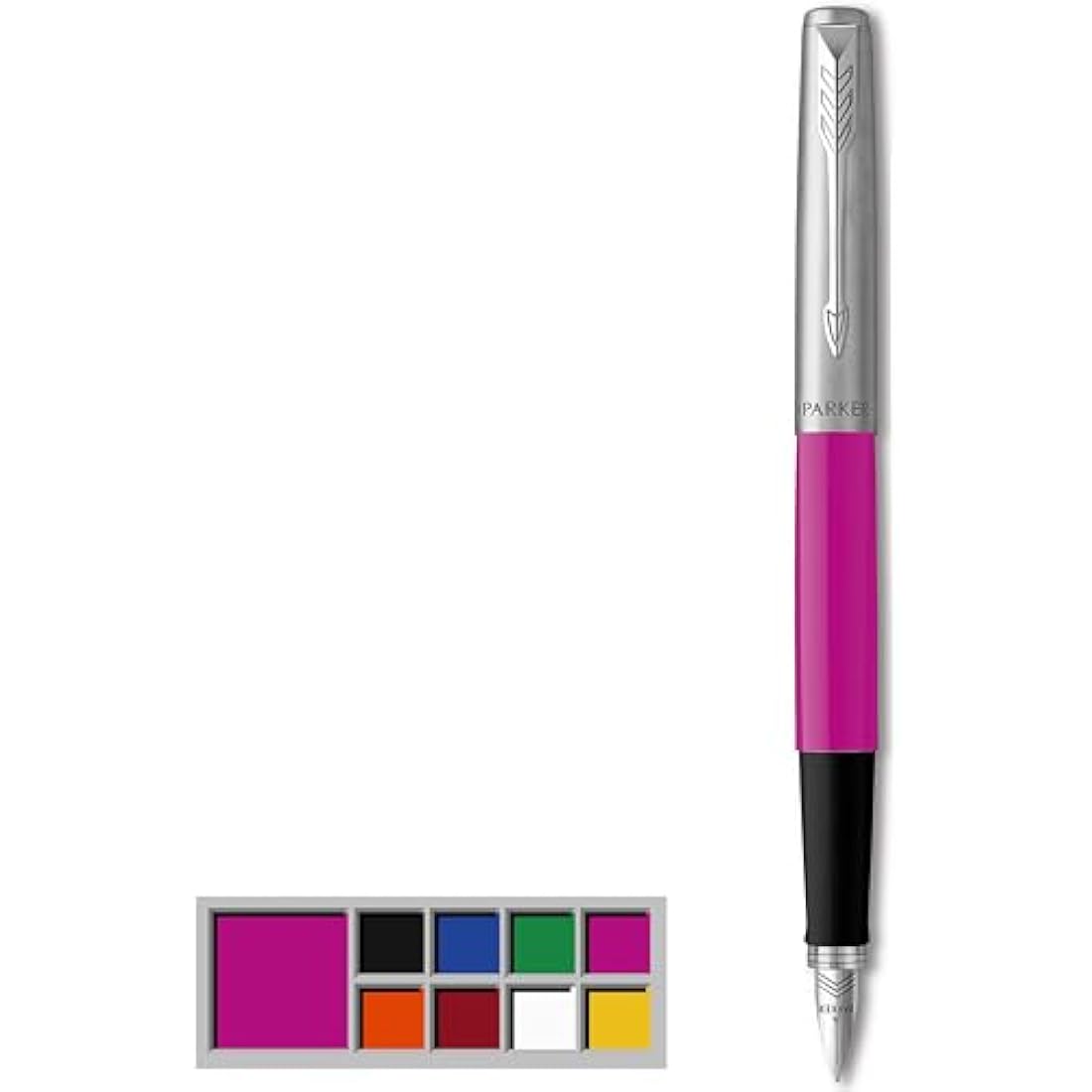 Parker Jotter Originals Fountain Pen | Classic Magenta Finish | Medium Nib | Blue & Black Ink