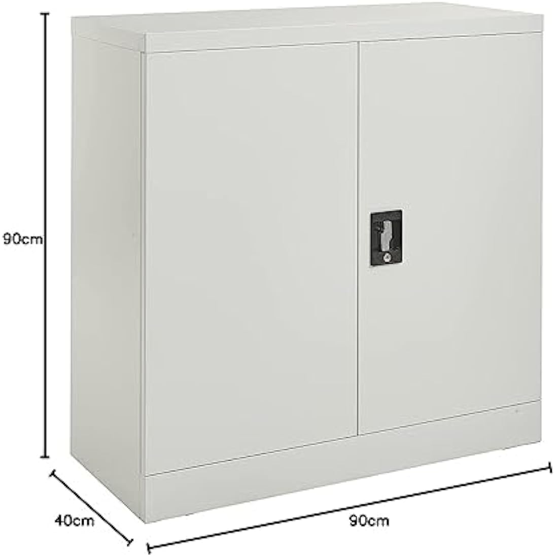 MMT Office Storage Cabinet, Metal Office Storage Cupboard with Lock, 2 Door Filing Cabinet with Adjustable Shelf, Garage, Workshop, Pantry Utility Cupboard, Powder Coated Grey, 90cm Wide