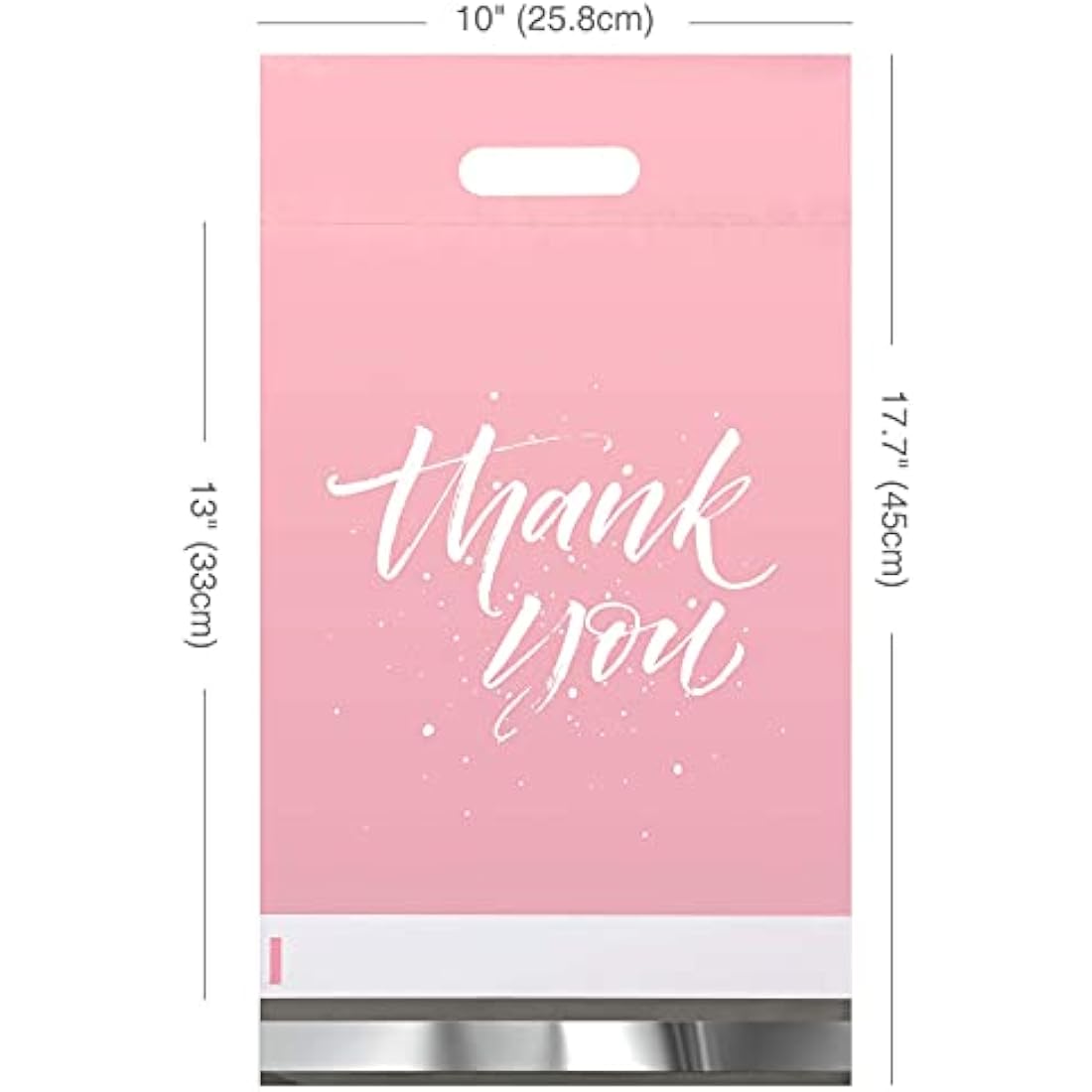 Switory 100Pcs Parcel Bags for Posting Clothes 262x330mm Postal Bags Shipping Bags with Handle Mailing Bags for Clothing Posting Bags with Self Adhesive 10x13 Package Bags Pink - Thank You Design