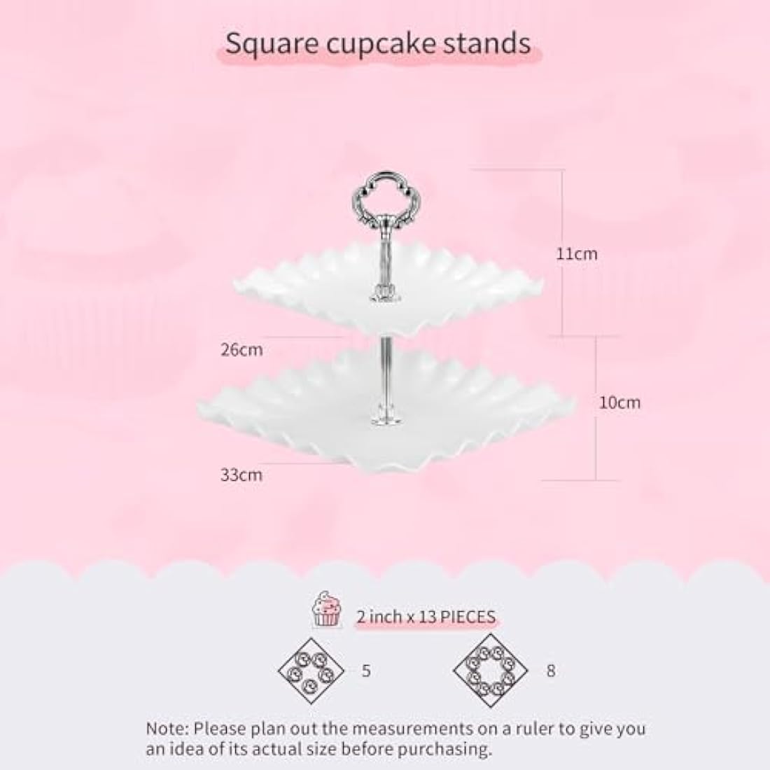Pack of 10 NWK Cake Stand, Cupcake Stand, with 3 x Two-Tier Cupcake Stands, 3 x Three-Tier Cupcake Stands, 4 x Appetizer Trays, for Birthday Baby Bridal Shower Party (Silver)