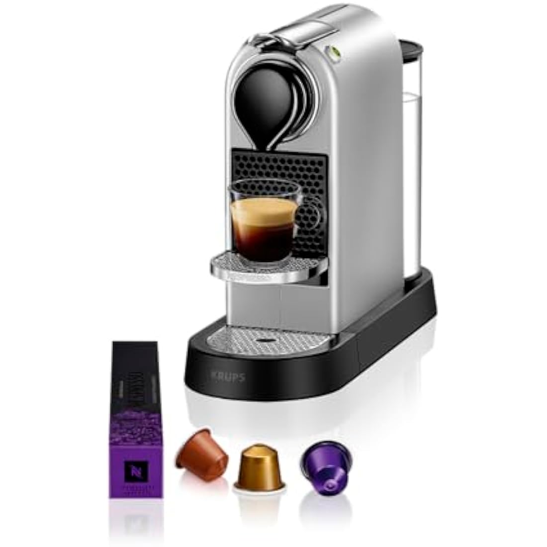 Nespresso Citiz Coffee Pod Machine by Krups. Compact Espresso Maker for Original Pods, 19-Bar High Pressure, Fast Heat-Up, Energy Saving, Auto Shut-Off, Recyclable Pods in Silver XN741B40