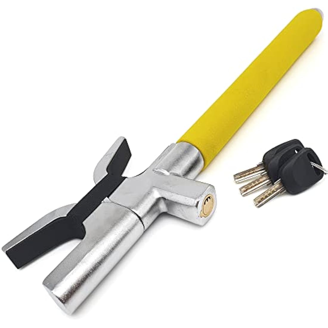 KRASER WA839Y Steering Wheel Lock High Security Bar, More Visible, Deterrent, Adjustable Double Hook Locking, Emergency Hammer, Universal Anti Theft Lock for Car, Truck, Van, Camper, Golf Cart