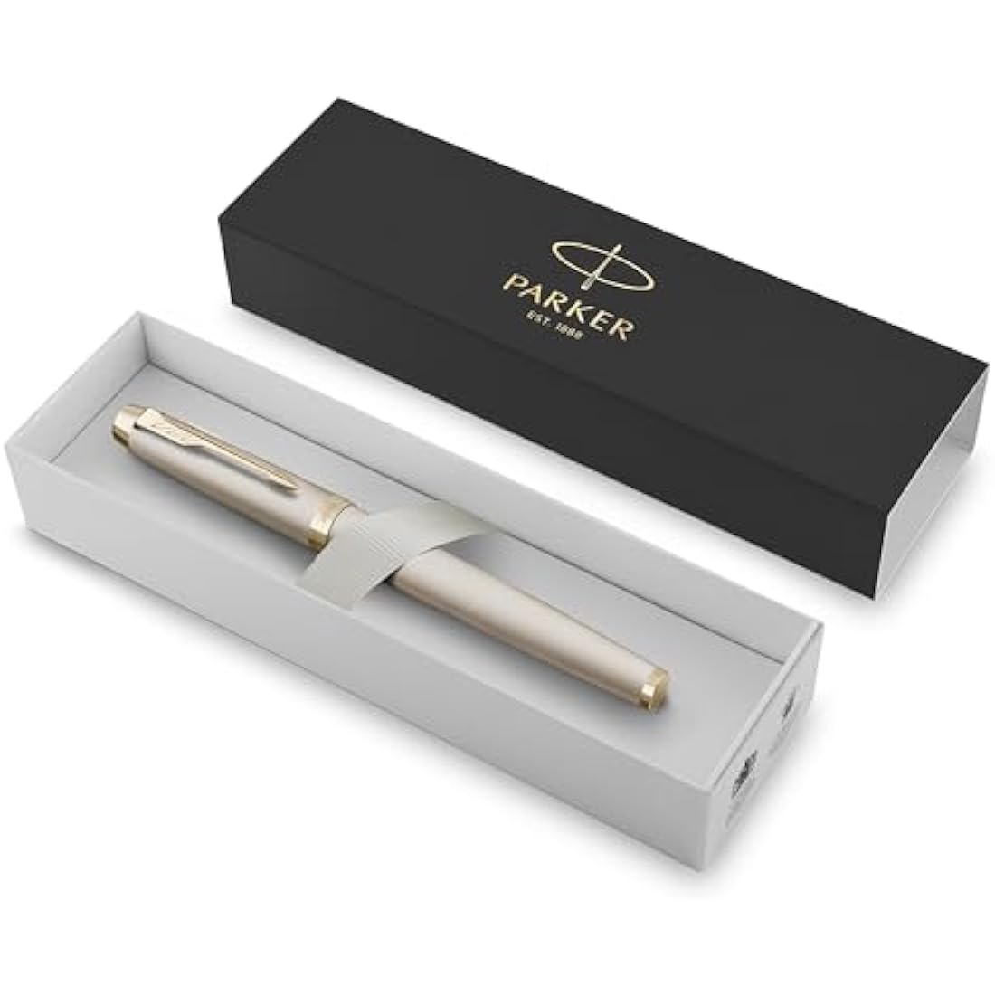 Parker IM Monochrome Fountain Pen | Champagne Finish and Trims | Fine Point | Blue Ink | Gift Box