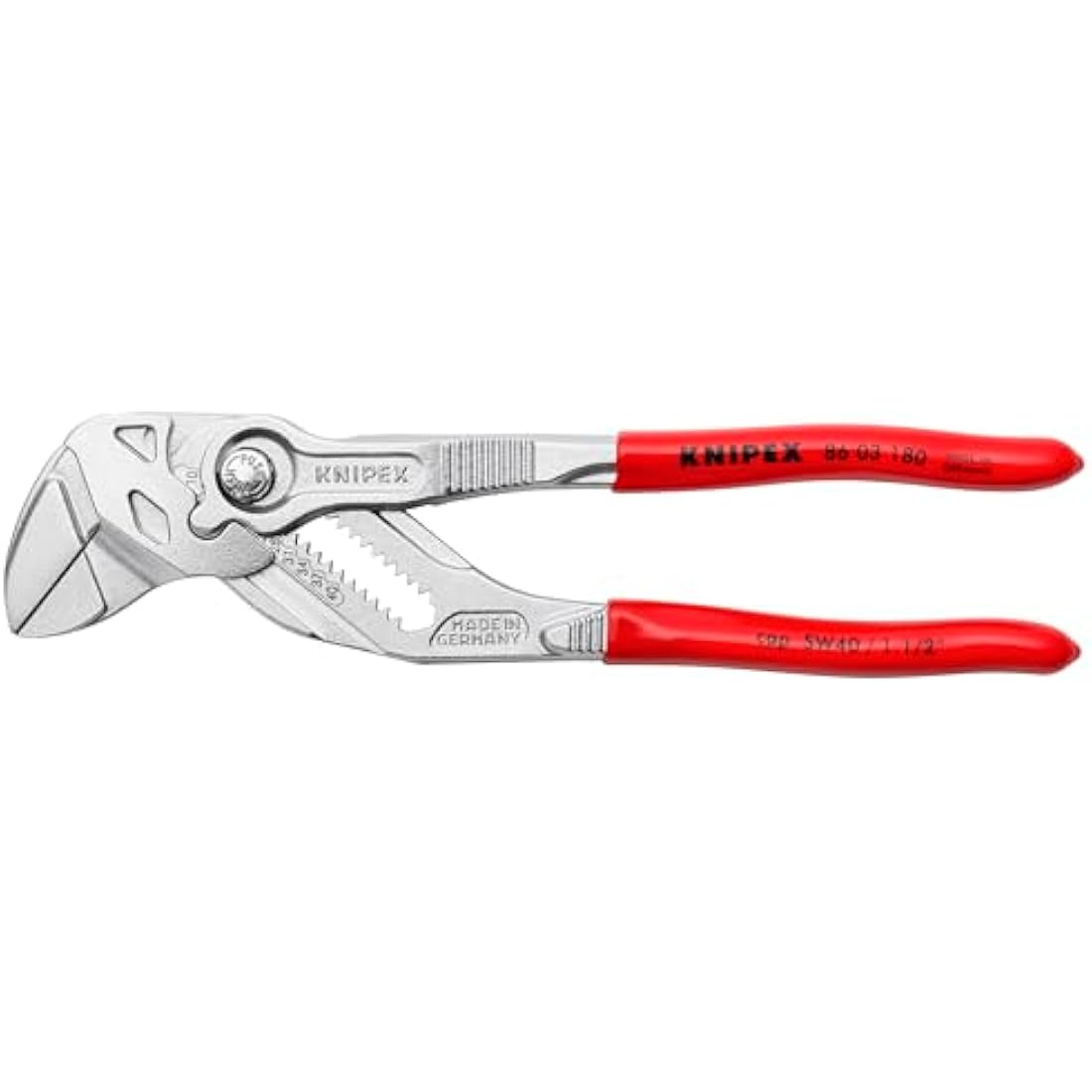 Knipex Pliers Wrench pliers and a wrench in a single tool chrome-plated, plastic coated 180 mm 86 03 180