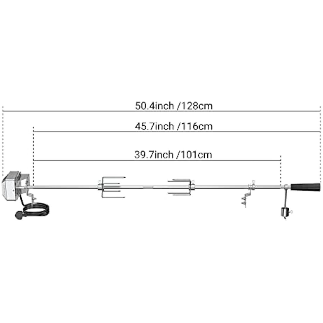 onlyfire BRK-6012 Universal Gas Grill Rotisserie Kit, 12x12 mm heavy duty Hexagon Spit Rod, 114cm long, Electric Motor for UK