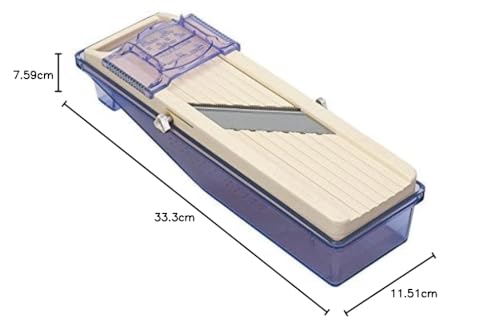 Benriner 3695 BN-3 Japanese Handheld Mandolin Slicer with Three Interchangeable Stainless-Steel Blades-Ivory, Vegetable Fruit Cutter Peeler, Stainless