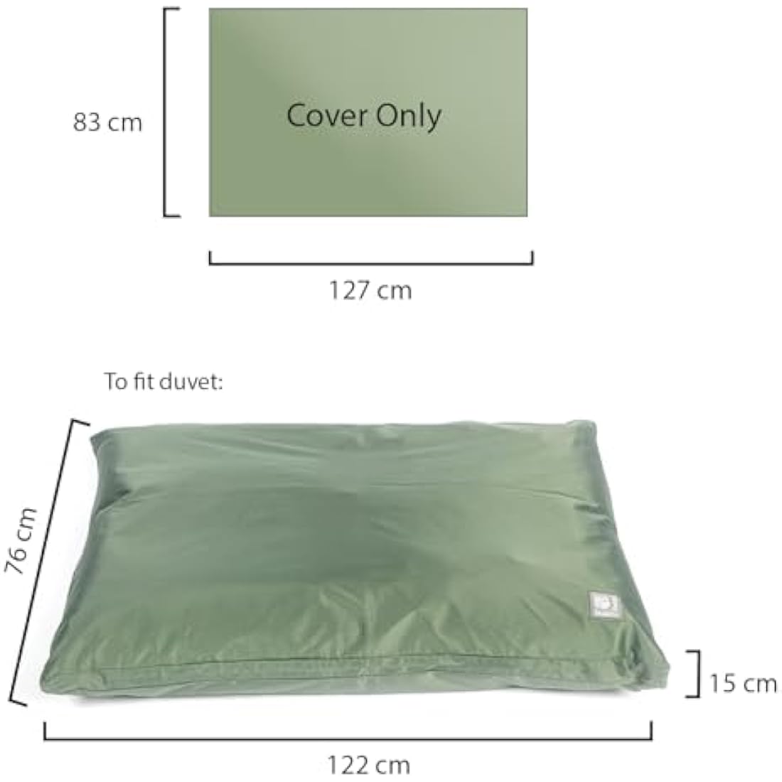 Danish Design County Green Dog Bed - Wipe Clean, Rugged, and Hard Wearing Dog & Puppy Duvet - Deep Filled Cover, Large