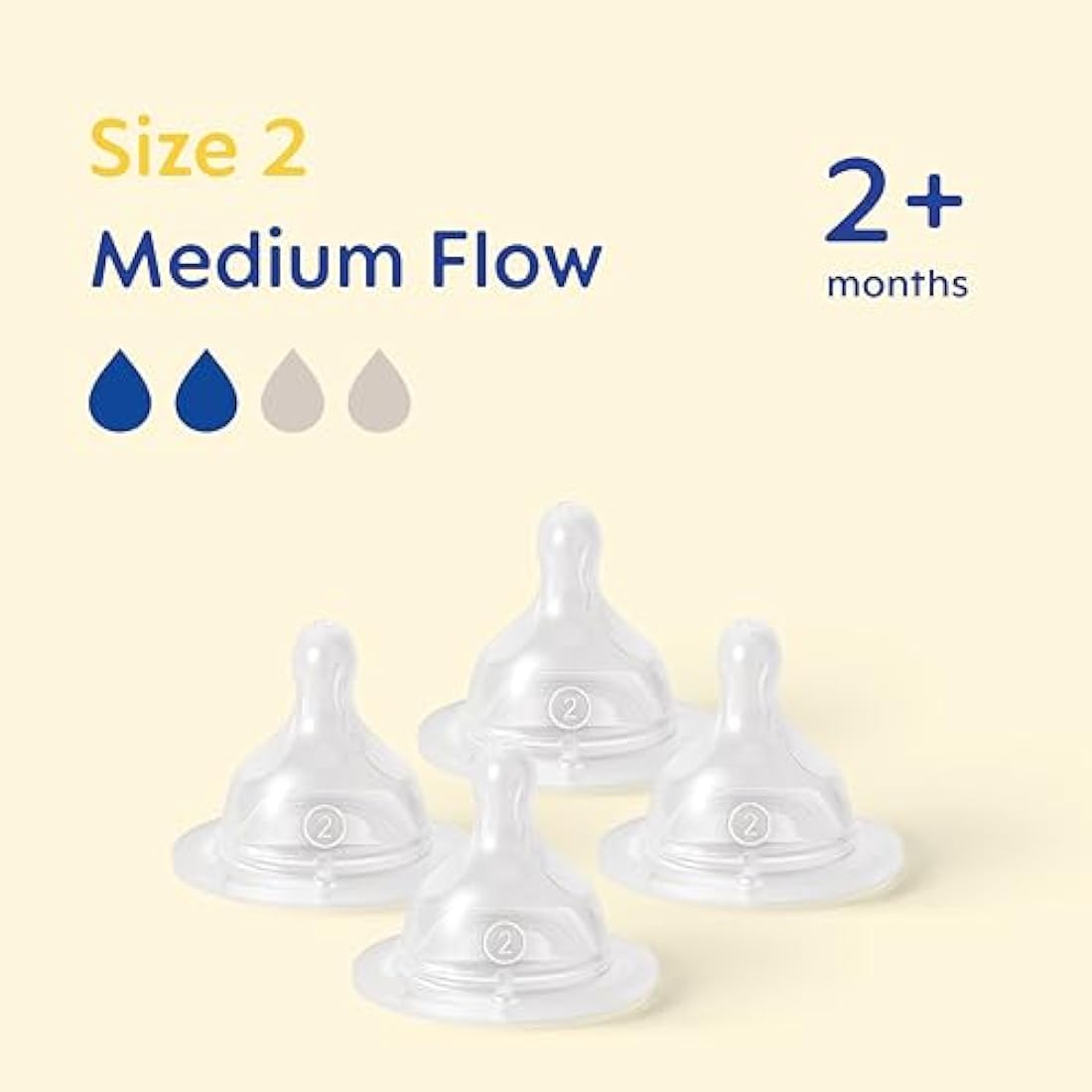 MAM Teats Size 2 | 4 Pack | Medium Flow | Fits All MAM Bottles | Suitable from 2+ Months | Made from SkinSoft Silicone | Baby Accessories for Newborn