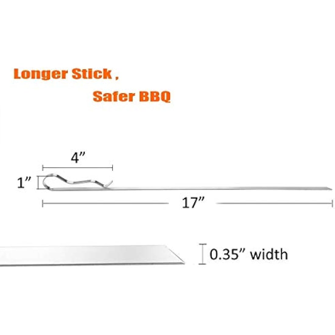 BearMoo Kebab Skewers, 17” Long Stainless Steel Reusable Flat Metal Grilling Skewer Sticks, BBQ Accessories Tools Set for Outdoor Barbecue, 6PCS with 2 Rack Holder Stands and Storage Bag