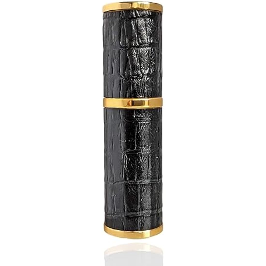 The Essential Atomizer Co Faux Croc Refillable Perfume Fragrance Travel Atomiser inc funnel & box (Black w Gold Metal)