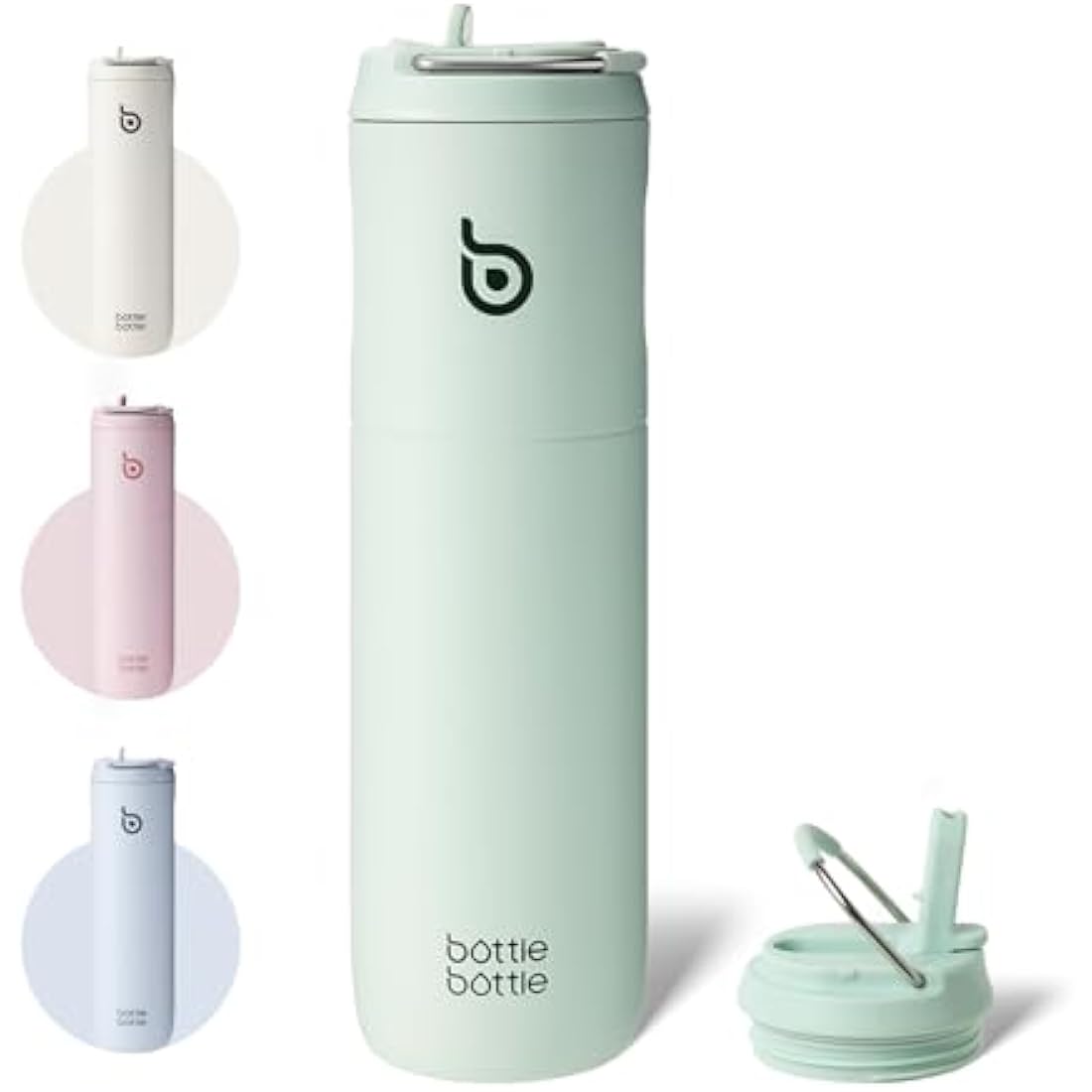 Bottle Bottle Stainless Steel Water Bottle 700ml with Straw and Lid Sports Insulated Metal Water Bottles with Handle(Light Green)
