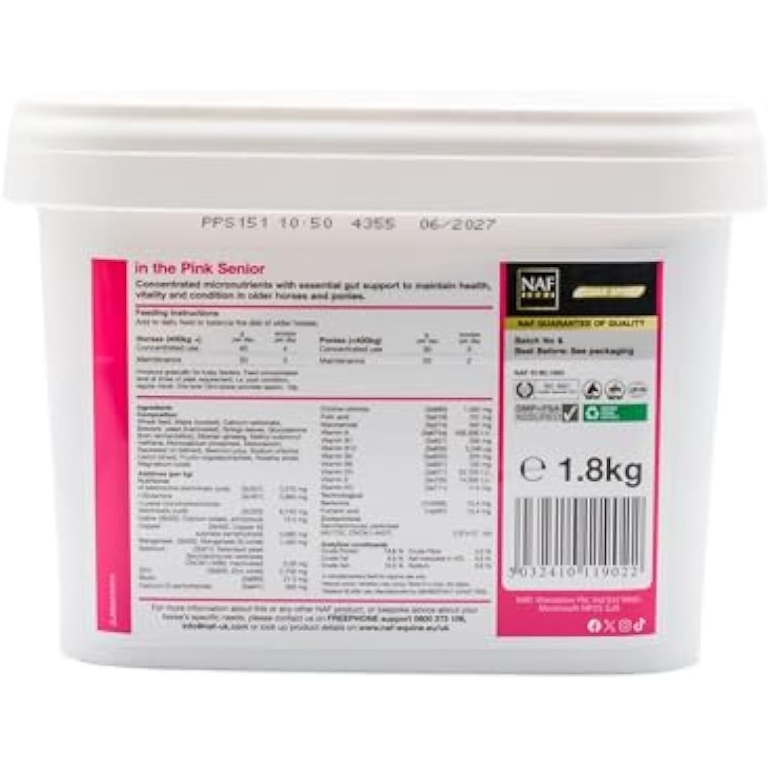 NAF In the Pink Senior 1.8kg – Advanced Daily Support for Older Horses – With Prebiotics, Antioxidants & Joint Care – Promotes Vitality, Digestive Health & Mobility