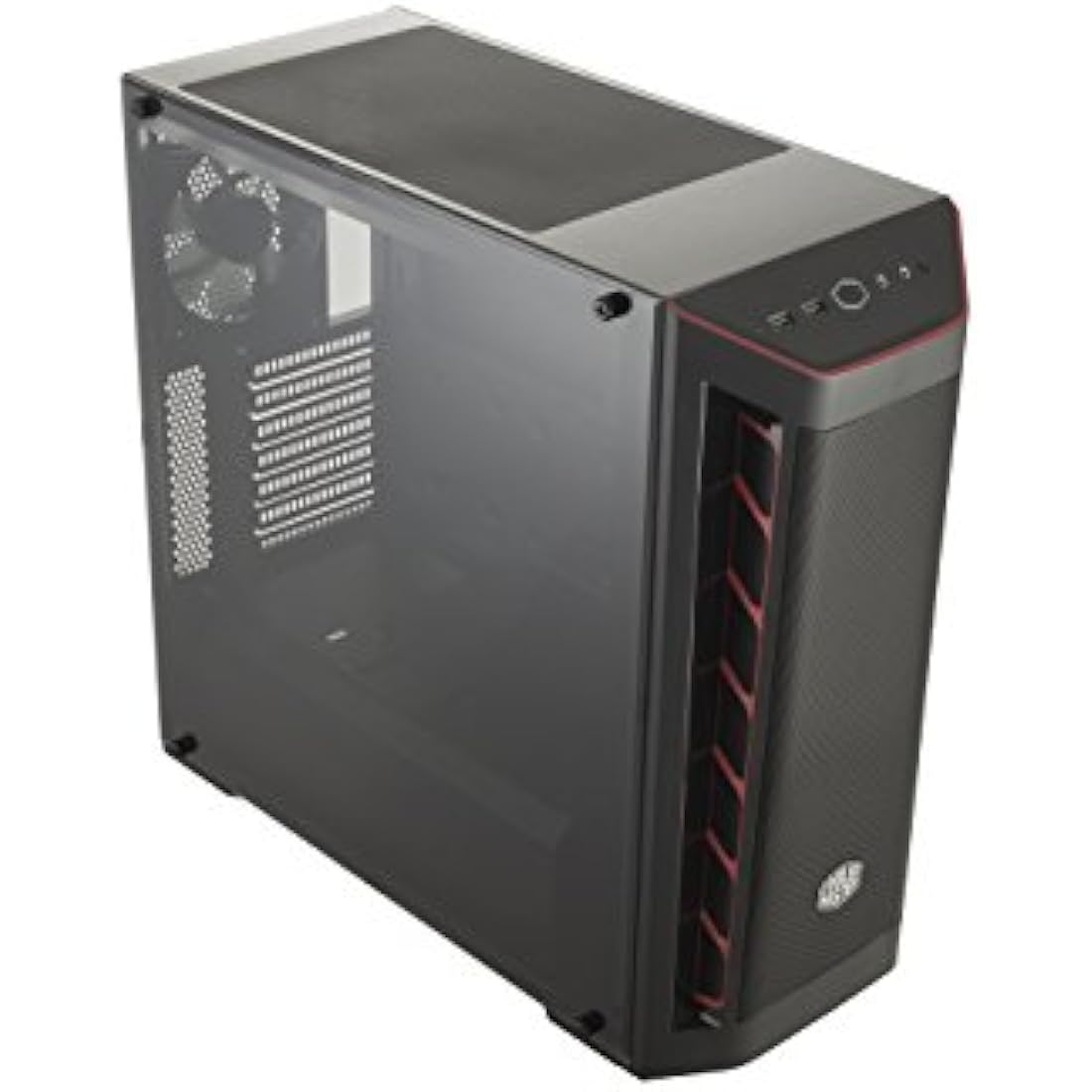 Cooler Master MasterBox MB511 - ATX PC Case with Front Mesh Panel, Racing Intakes, Transparent Side Panel, Flexible Air Flow Configurations - Red Accent