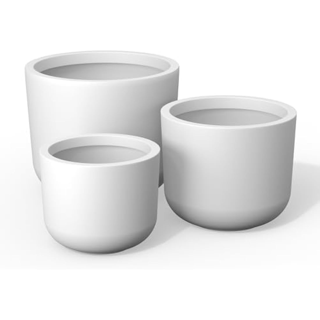Kante Planter, Concrete, White, 13.1",11",9" Dia