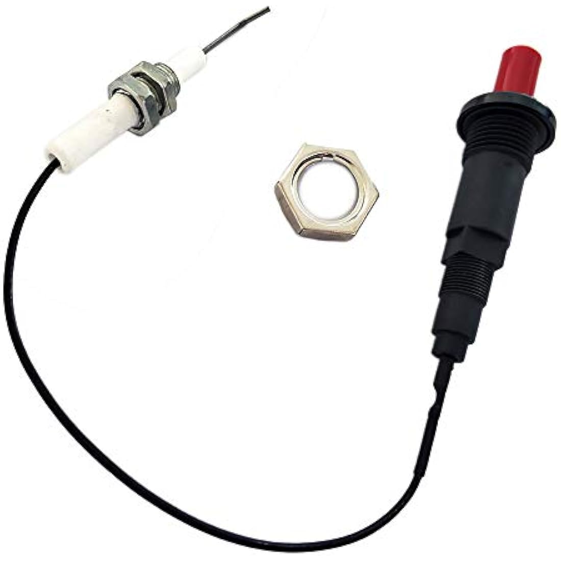 METER STAR Gas Grill/Range/Heater/Grill Igniters,Push Button Piezo Igniter with Threaded Universal Ceramic Electrode Ignition Spark Plug Wire Long 30cm Electronic Device Set of 2