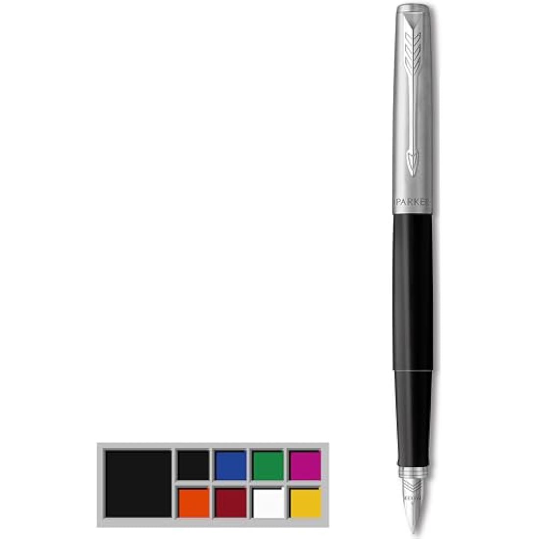 Parker Jotter Originals Fountain Pen | Classic Black Finish | Medium Nib | Blue & Black Ink