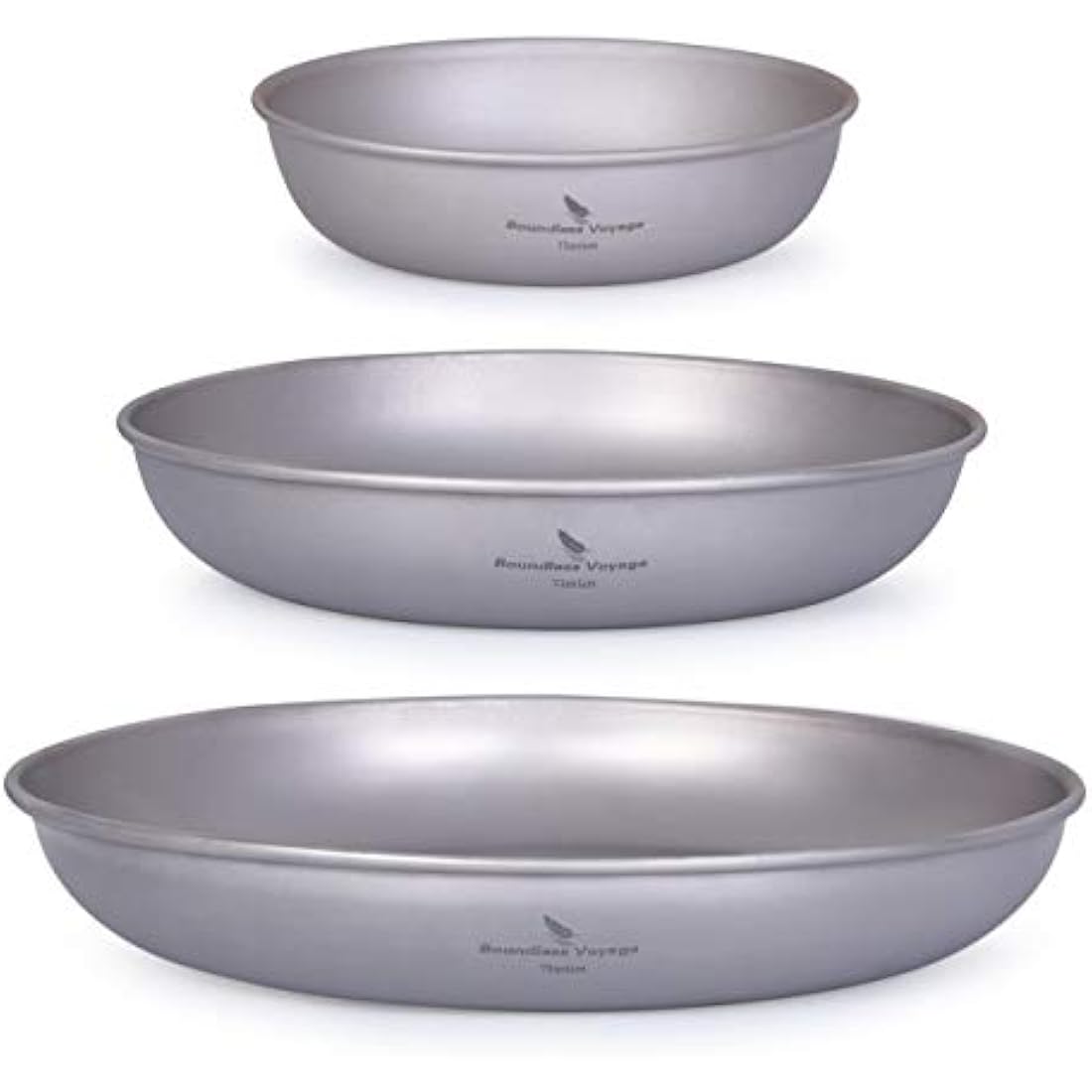 Boundless Voyage Ultralight Titanium Pan Dish Plate with Carry Mesh Bag Outdoor Titanium Dishware and Utensils Mess Kit for Camping Backpack Ti15139B
