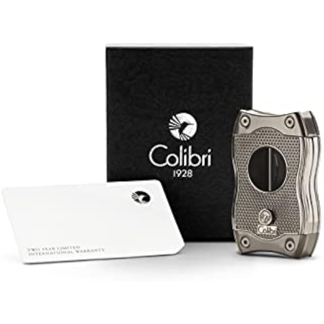 Colibri SV-Cut Cigar Cutter| Black/Chrome/Gunmetal/Rose Gold |Spring Loaded Release | Deep 7mm V Cut and up-to 3mm Straight Cut | Up-to 68 Ring Gauge Cigars | Ergonomic Design (Gunmetal)