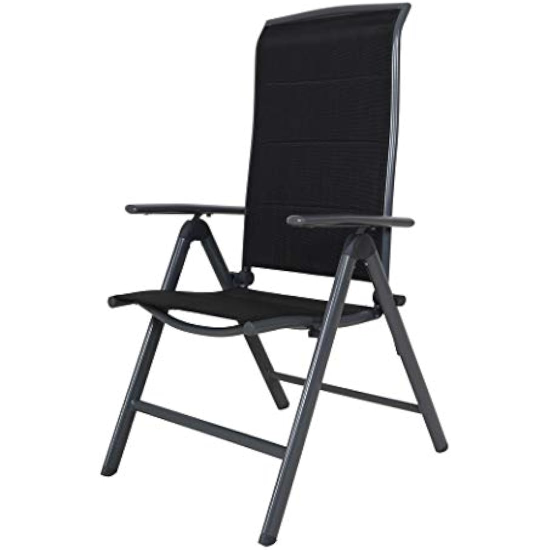 Chicreat Upholstered Folding High-Back Chair, Dark Grey/Black, Aluminium
