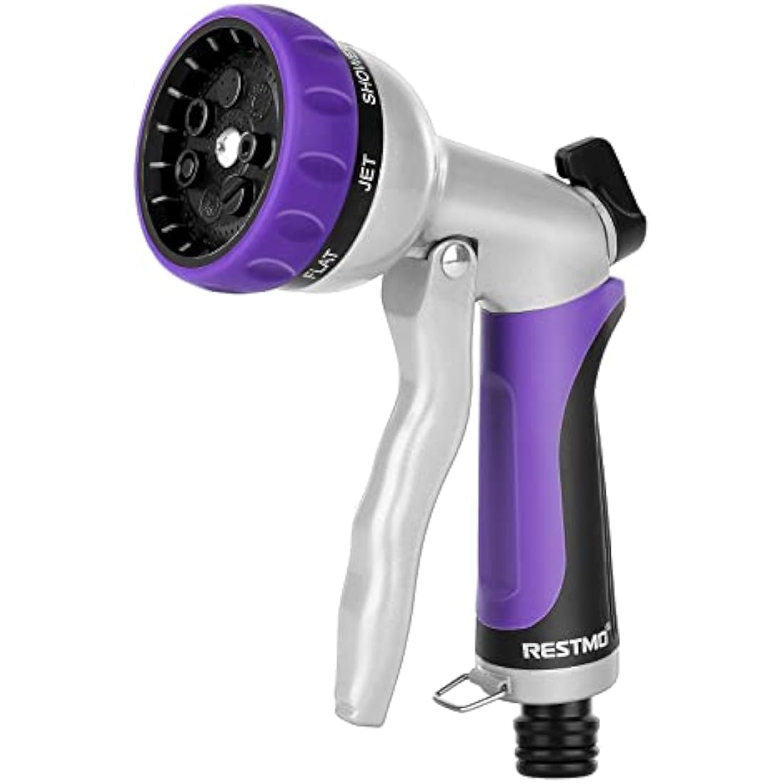 RESTMO Hose Pipe Spray Gun, Heavy Duty Garden Hose Spray Gun, High Pressure Hose Nozzle, Metal Hand Sprayer with 7 Patterns and Water Flow Control, Ideal to Water Plant & Lawn, Wash Car & Pet, Purple
