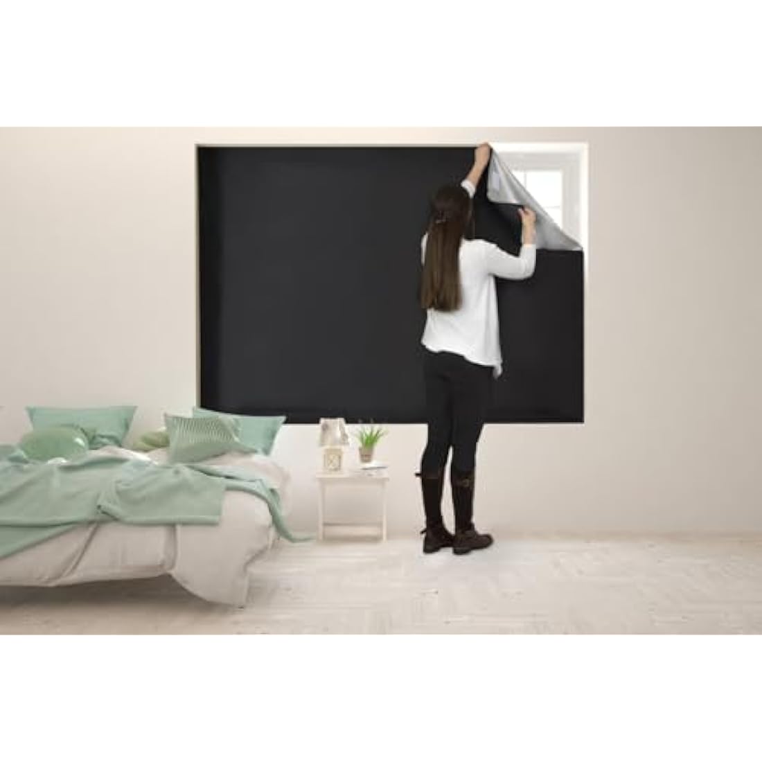 Easynight Blackout Blind, 100% Light Blocking Fabric, XL, Fit Any Size/Shape Up To 230x145cm, Made to Measure Service Available, No Drill, Easy Use Temporary Permanent Anywhere