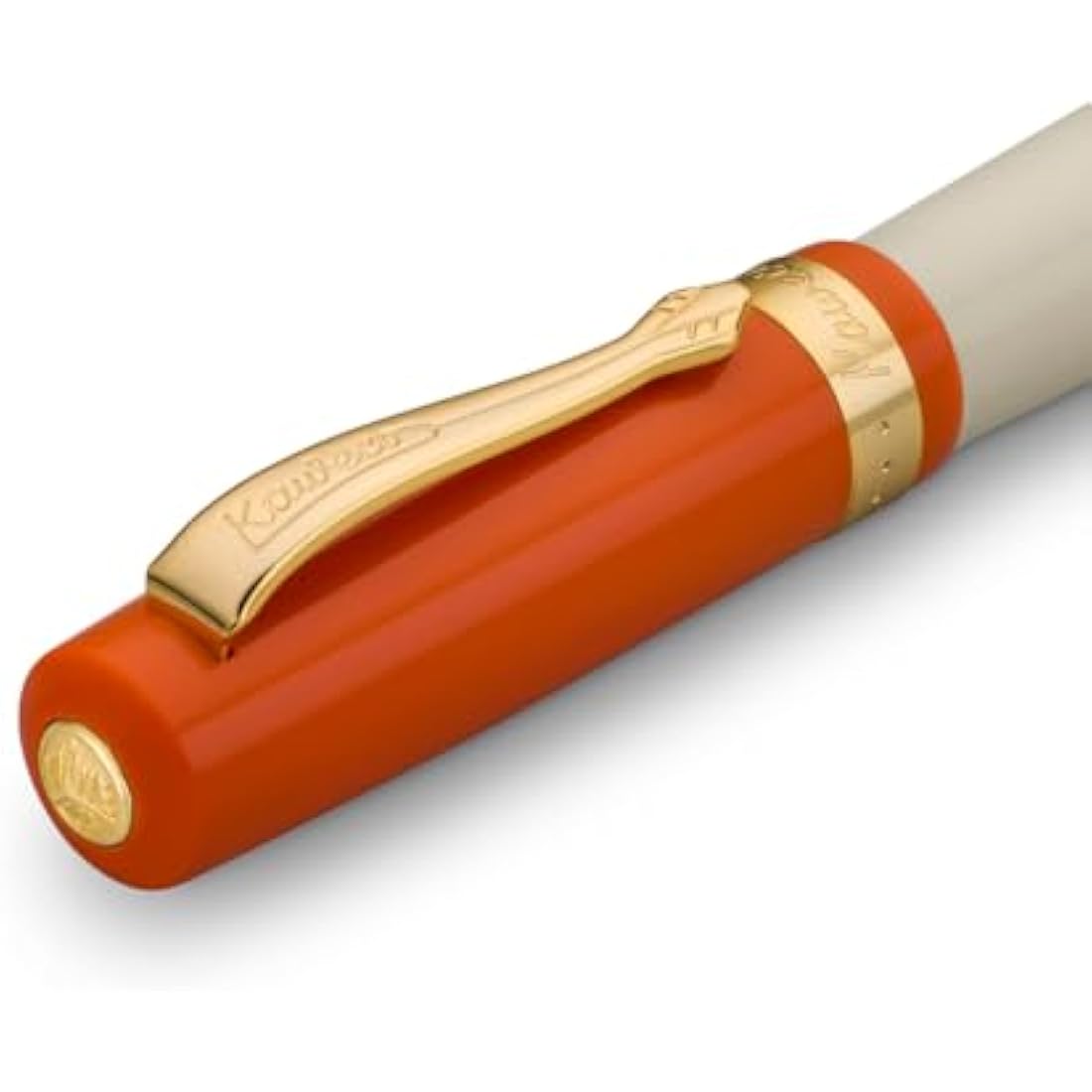 Kaweco STUDENT 70's Soul Fountain Pen I Premium Acrylic Fountain Pen for Ink Cartridges I Nostalgic Fountain Pen in Orange and Cream with Golden Details I Student Pen 16 cm I Nib: F (Fine)