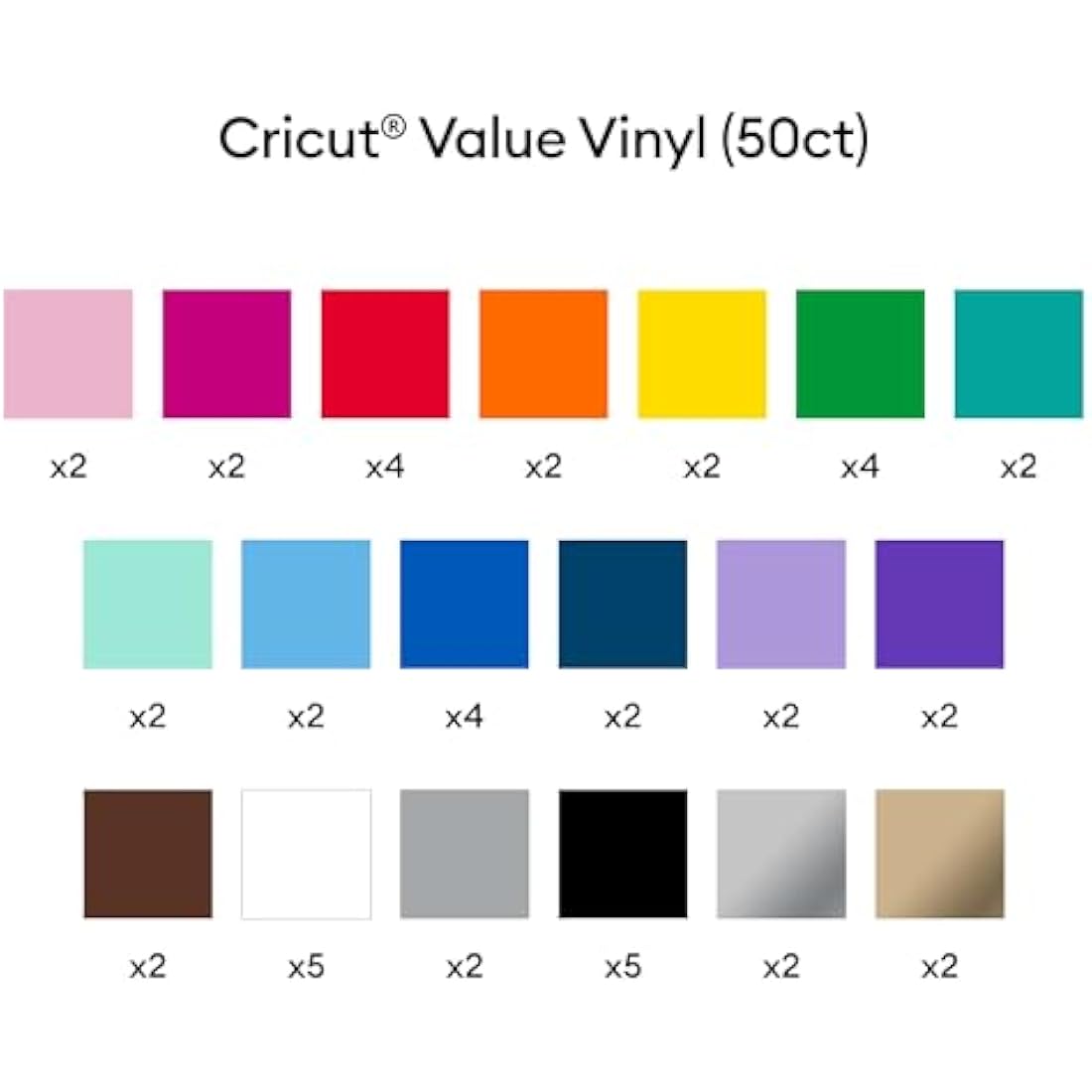 Value Vinyl - Matte, Rainbow Sampler - 12x12 in (50)