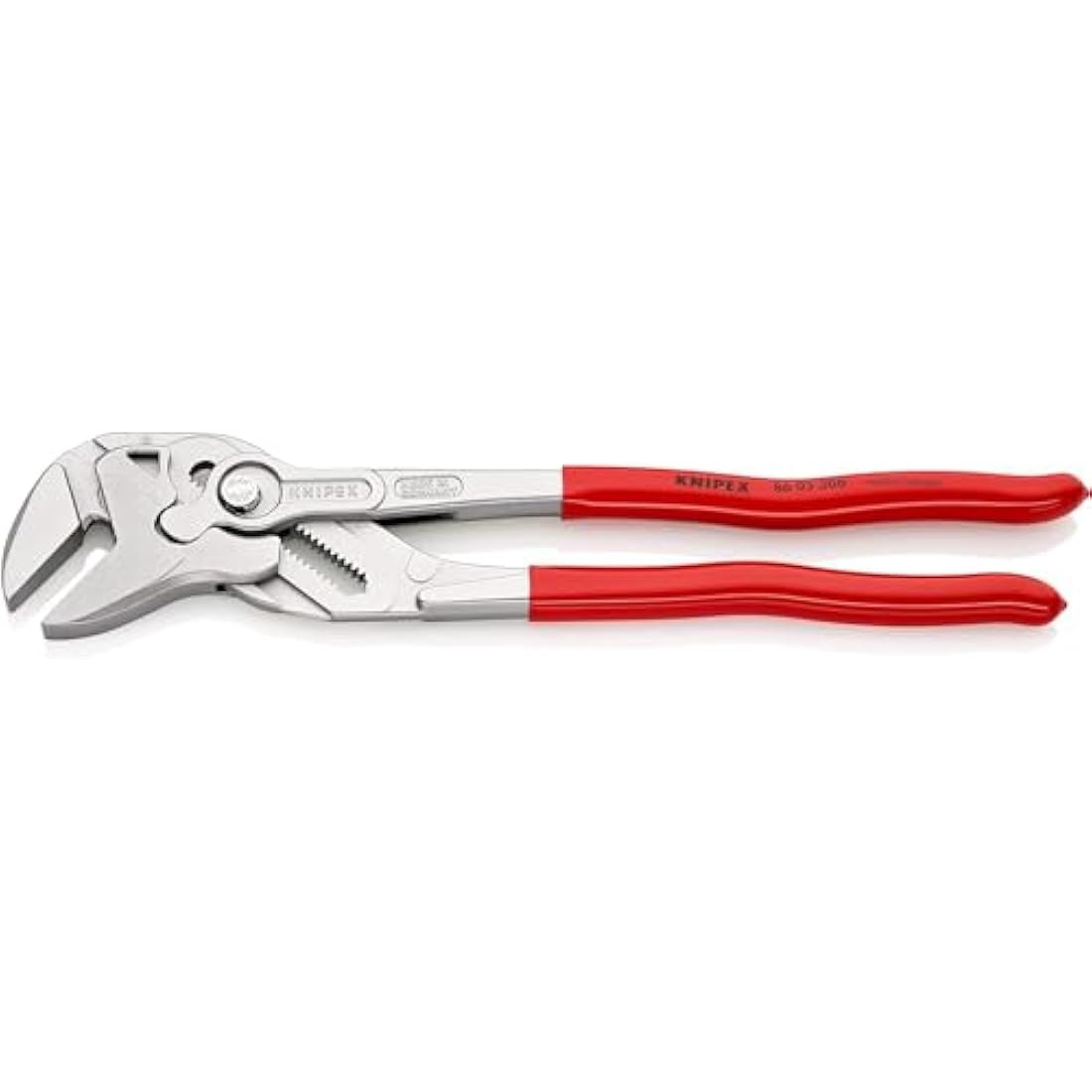 KNIPEX Pliers Wrench, Chrome-Plated, 300 mm, Grips Continuously Up to 68 mm, Fine Adjustment by Button Push, Adjustable Wrench, 86 03 300