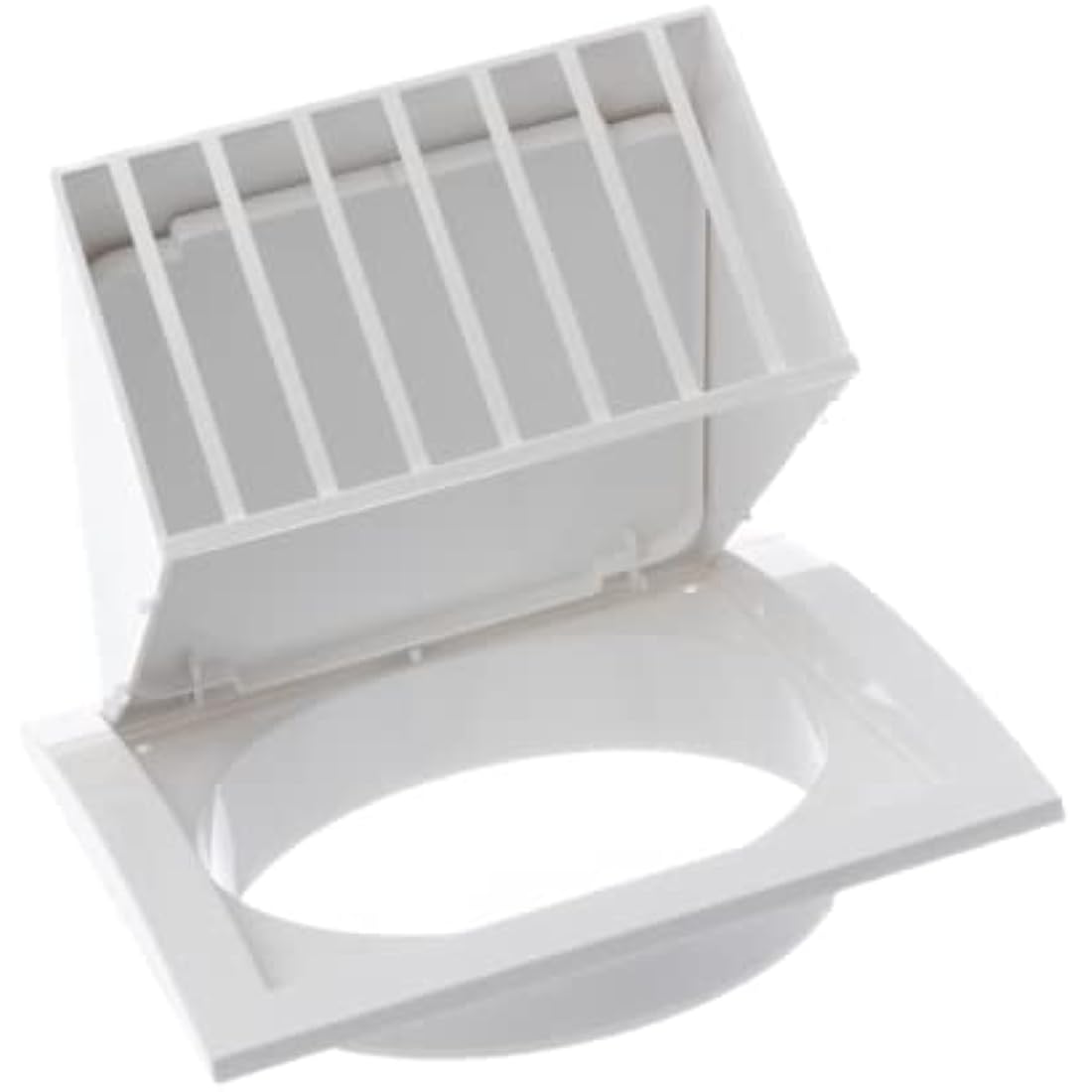Ø 150mm / 6'' Cowled Duct Cover with Gravity Flap - Ventilation Grille with Rain and Wind Protection - External Air Vent Covers - ABS Plastic White
