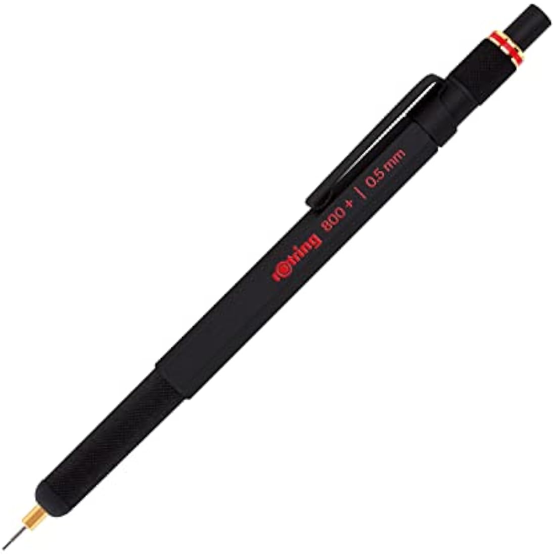 rOtring 800+ Mechanical Pencil and Touchscreen Stylus | Twist-to-Retract HB 0.5 mm Propelling Pencil | Black Metal Barrel