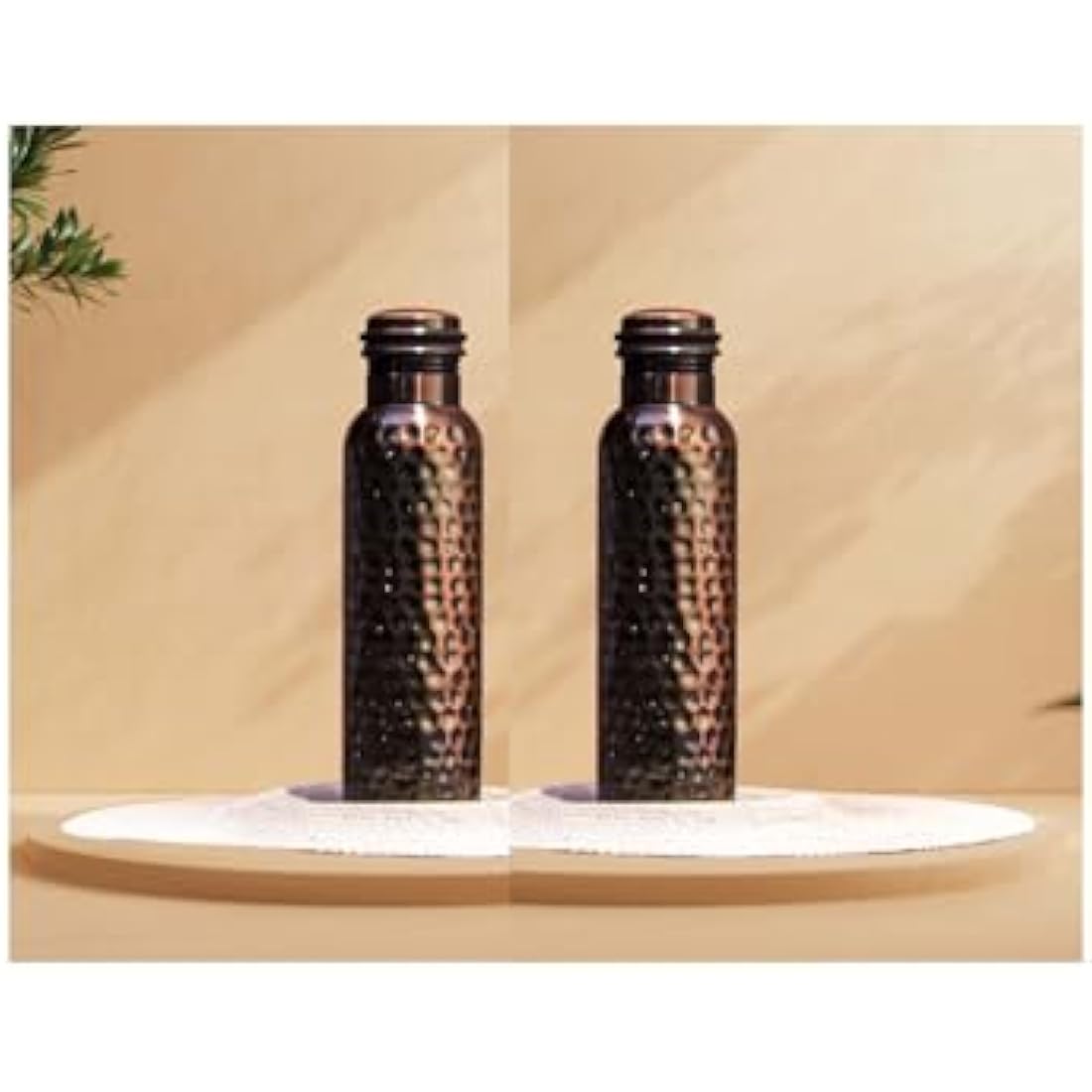 Craft Trade Pack of 2 Pure Copper Bottle with Lid and Carry Bag for Drinking Water BPA Free Leak Proof Boosts Immunity, Supports Digestive & Liver Health, Ayurveda Inspired 34oz - 1 Litre Black