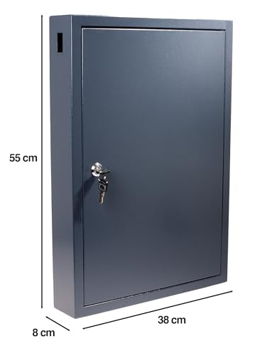 PAVO Deluxe Key Cabinet for 100 Keys, Dark Grey, 8 x 38 x 55 cm