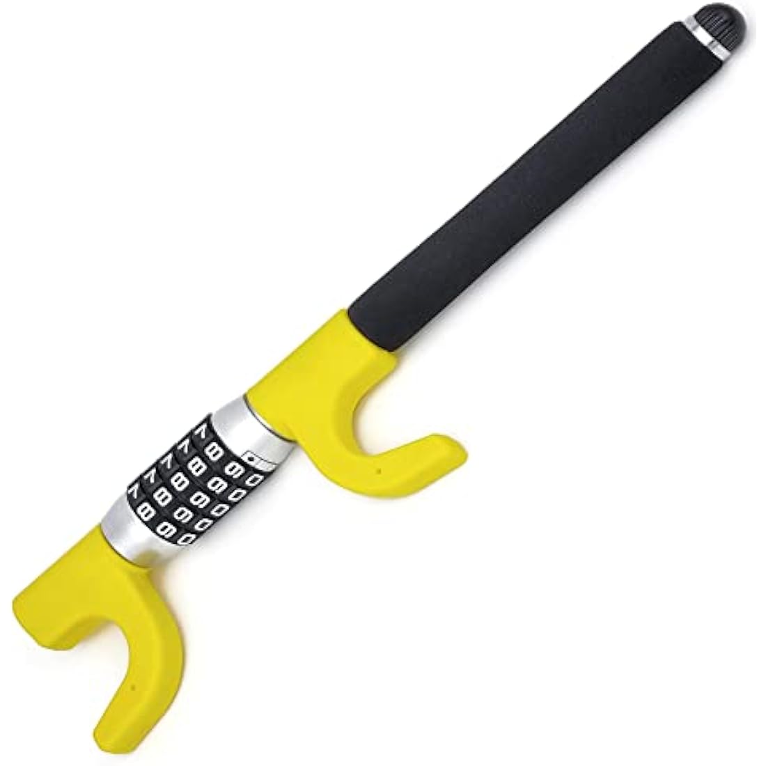 KRASER KR940B Heavy Duty Steering Wheel Lock Keyless Combination Code, Most Visible Deterrent Yellow Coated Reinforced Steel, Emergency Hammer, Universal Anti-Theft Device Car SUV Pick-Up Truck Van