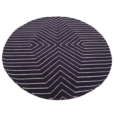 Bosie Blue and White Round Rug | Moyo
