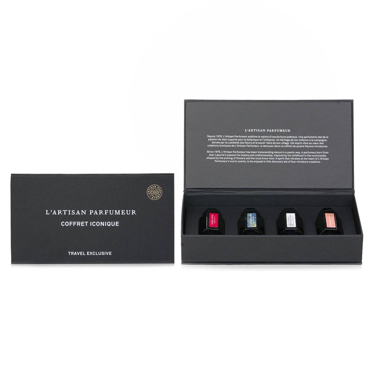 L'Artisan Parfumeur Iconique Set - Passage Danfe EDT 5ml + En Aire De Bretagne EDP 5ml + Chasse Au Papion EDT 5ml + Memo World Rose EDP 5ml Unisex