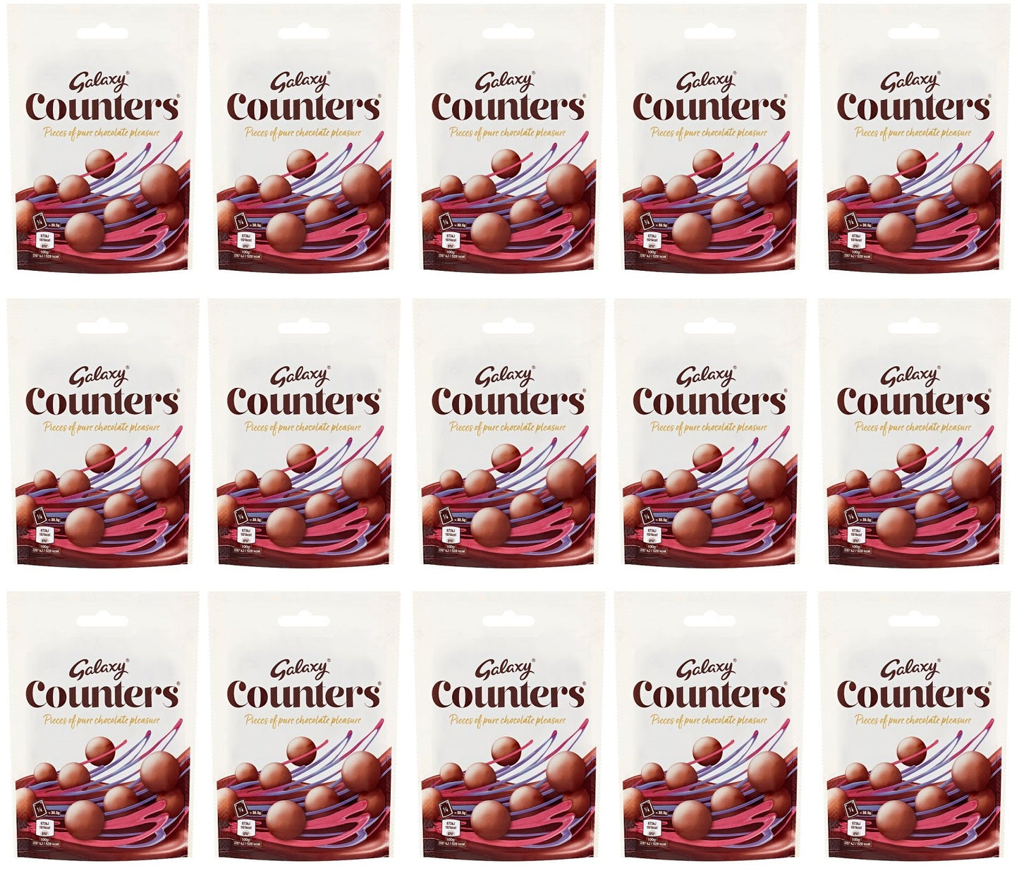 15 x Galaxy Counters Milk Chocolate Buttons Pouch Bag 122G