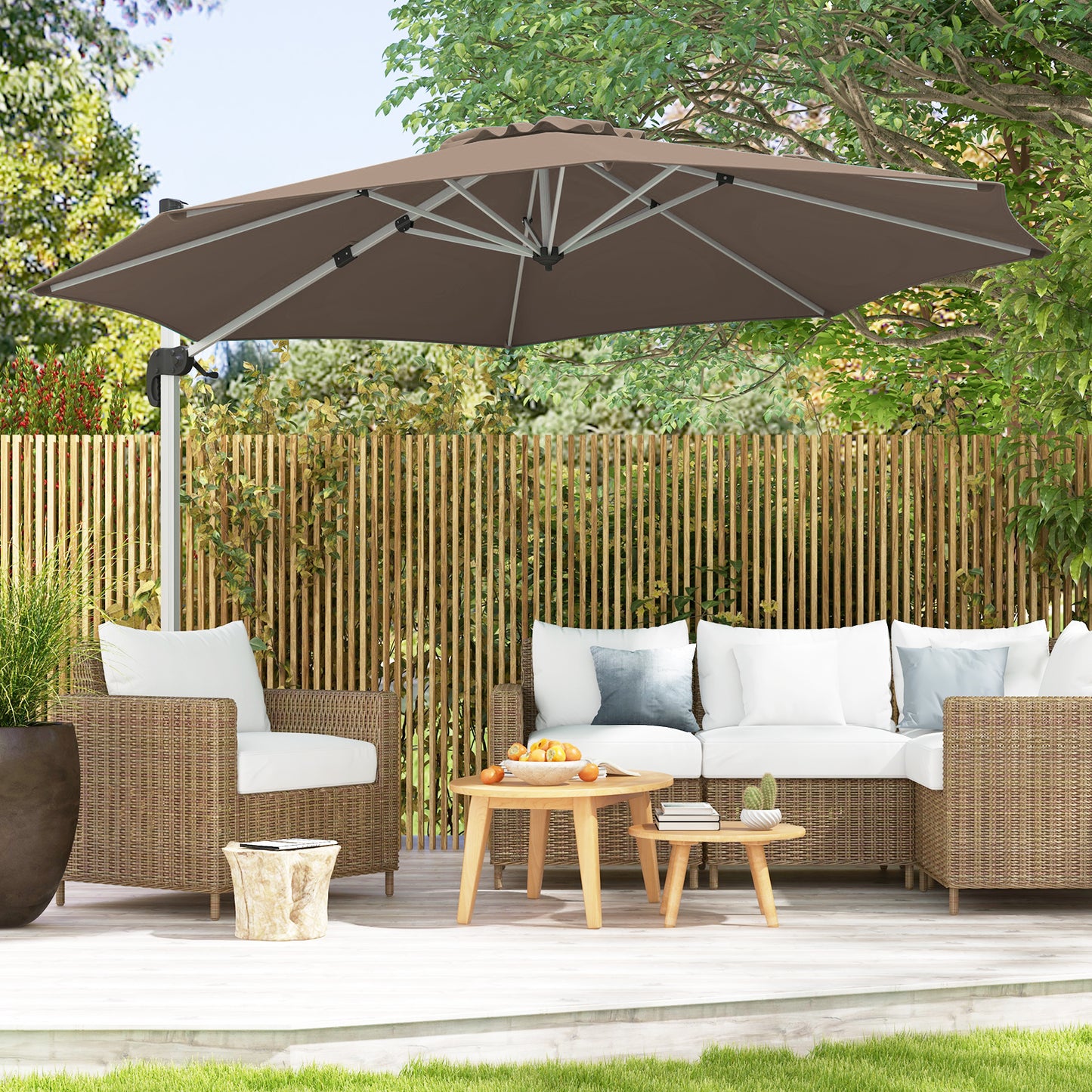 325 cm Outdoor Patio Umbrella with 360° Rotation-Beige