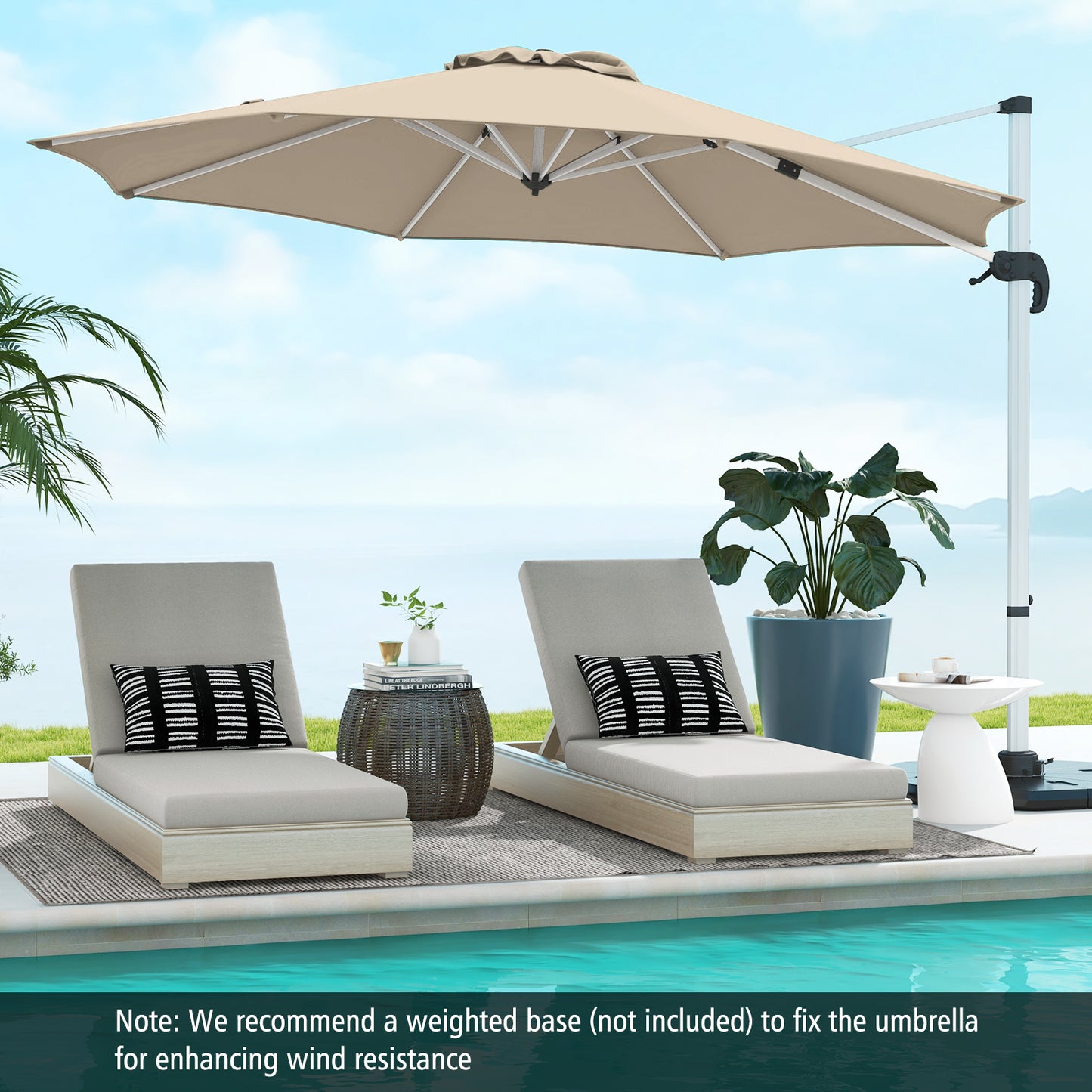 325 cm Outdoor Patio Umbrella with 360° Rotation-Beige