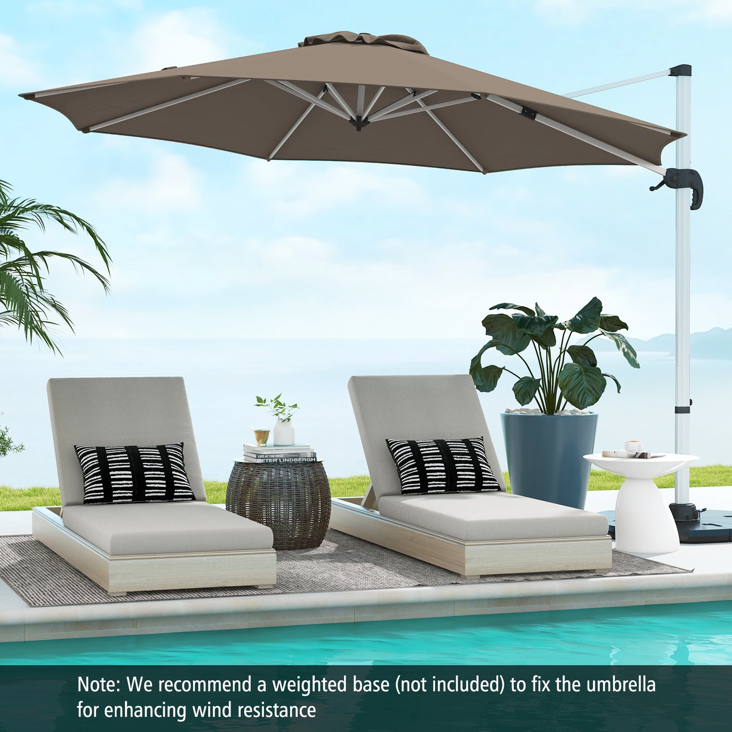 325 cm Outdoor Patio Umbrella with 360° Rotation-Beige