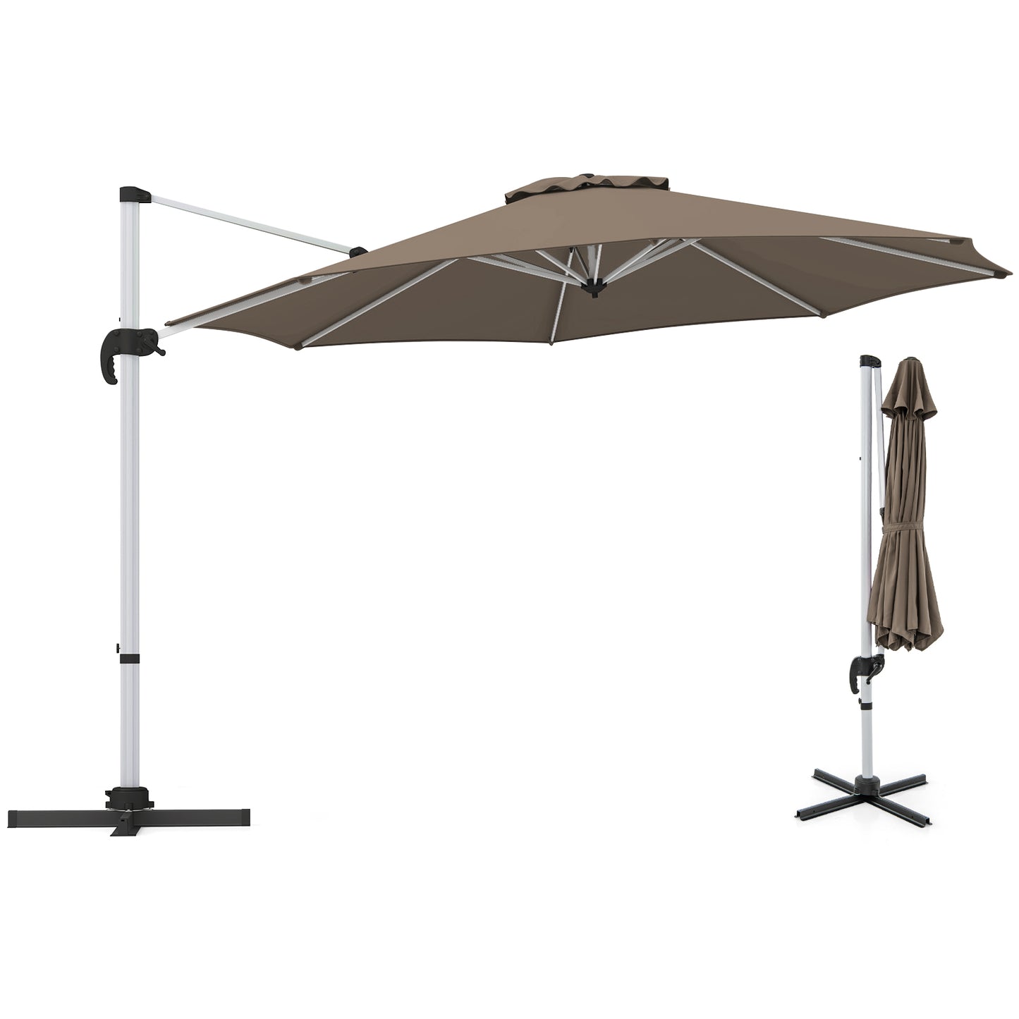 325 cm Outdoor Patio Umbrella with 360° Rotation-Beige
