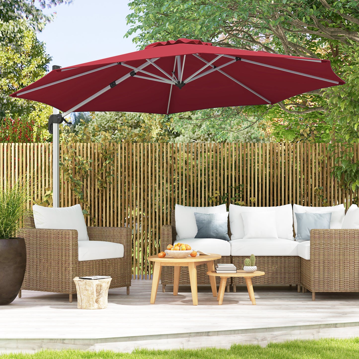325 cm Outdoor Patio Umbrella with 360° Rotation-Beige
