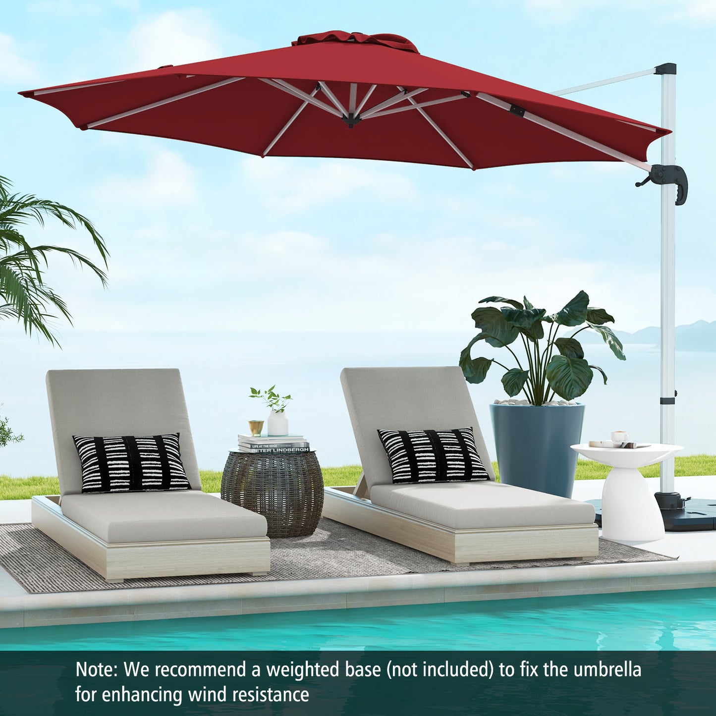 325 cm Outdoor Patio Umbrella with 360° Rotation-Beige