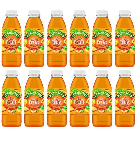 12 x Robinsons Ready To Drink Peach & Mango Juice Drink 500Ml