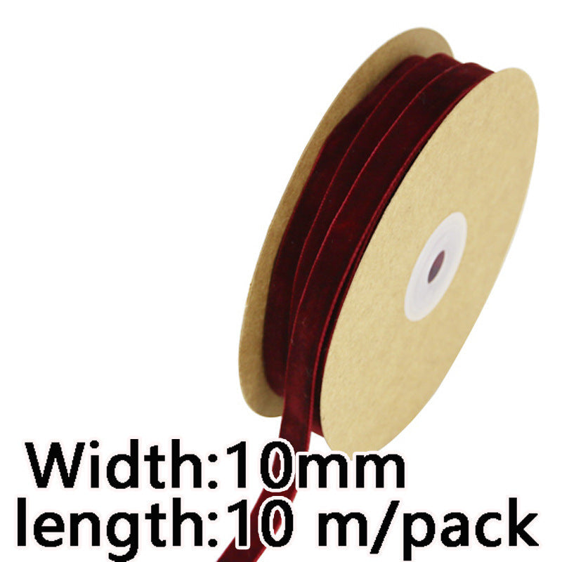 1cm Flocking Ribbon Velvet Band Single-sided Holiday Decoration