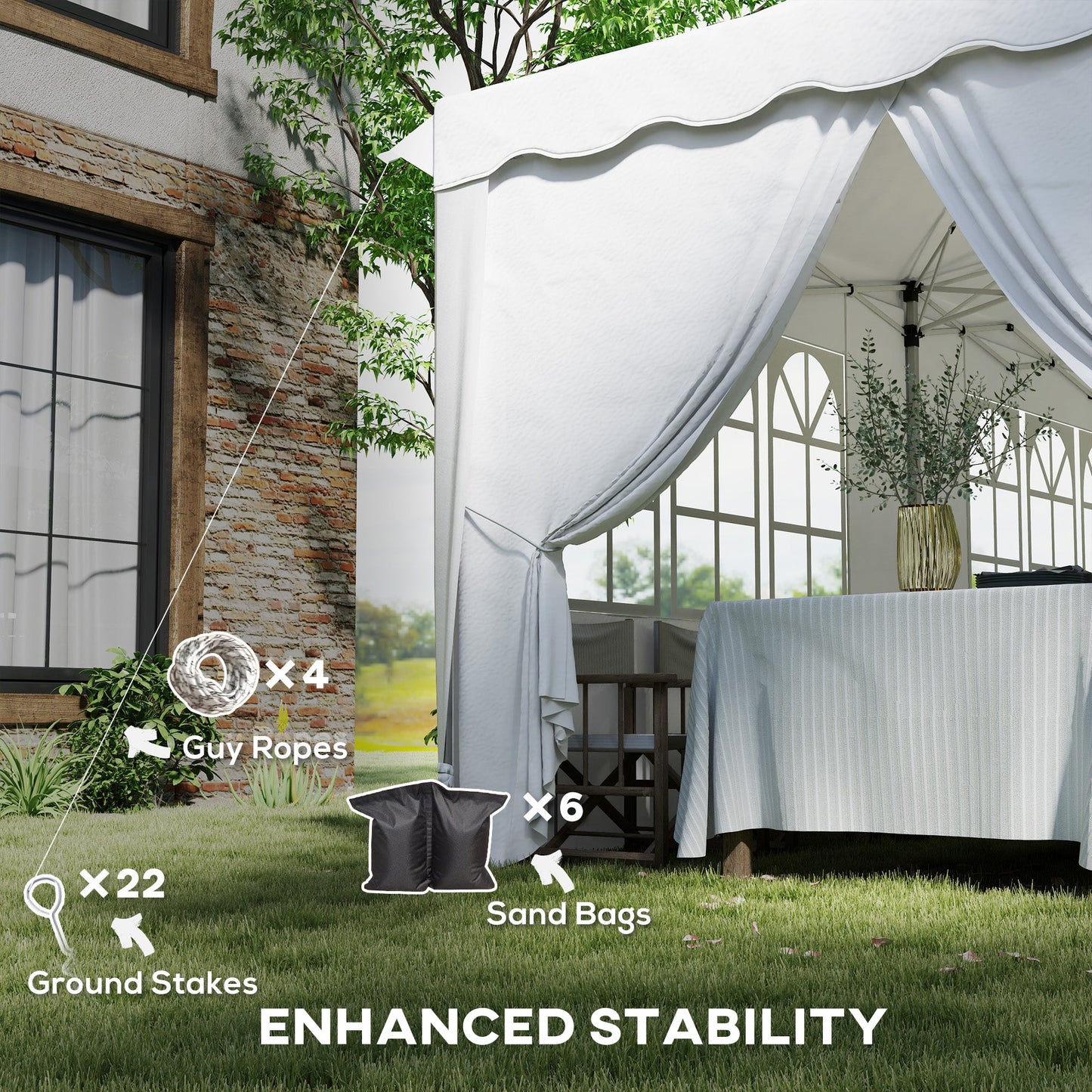 Outsunny 3 x 6m Pop Up Gazebo with Sides and Carry Bag, UPF50+, White