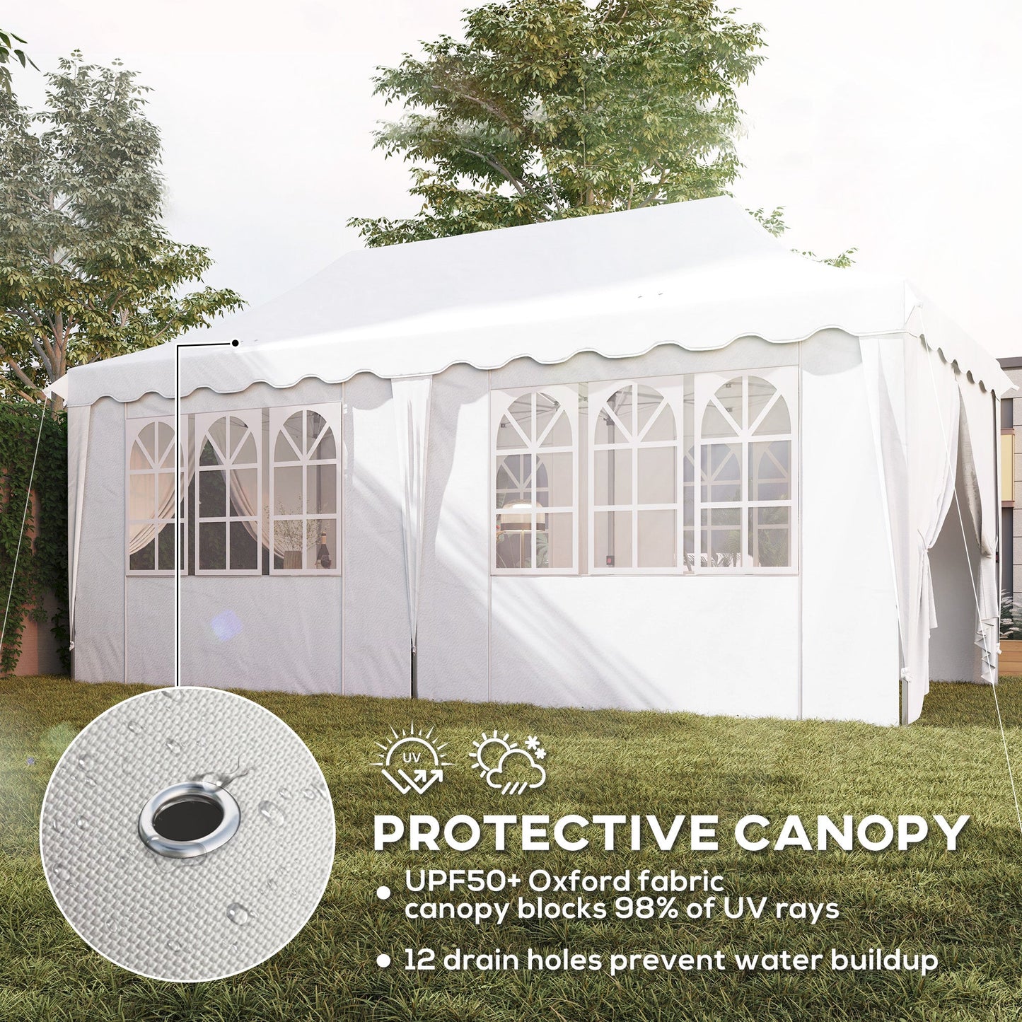 Outsunny 3 x 6m Pop Up Gazebo with Sides and Carry Bag, UPF50+, White