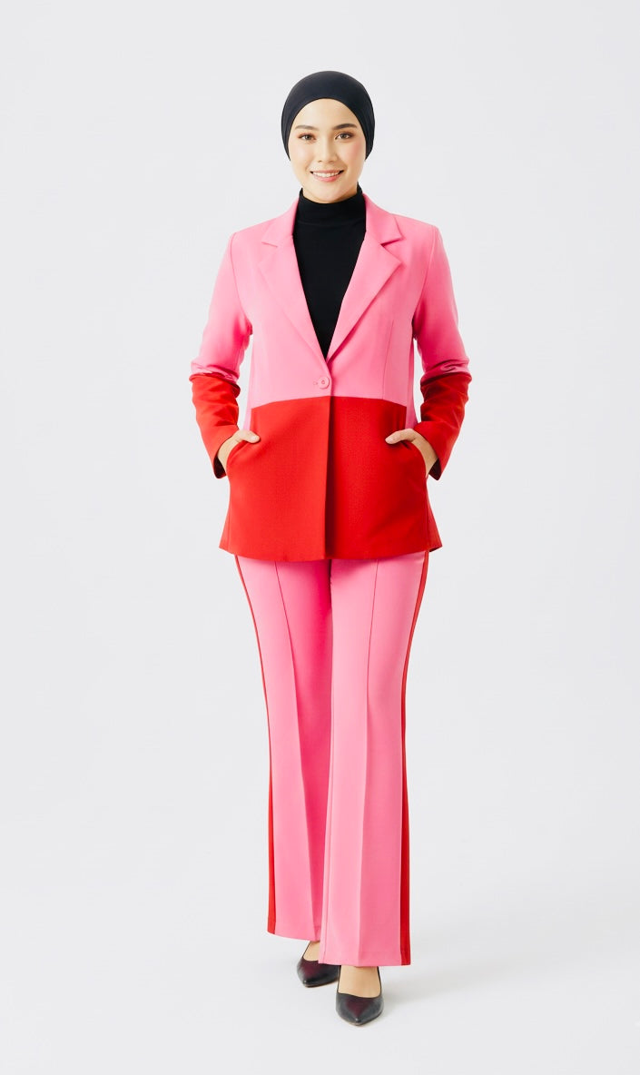 Professional One Button Suit & Flared Pants Set | Modest Two-pieces Suit